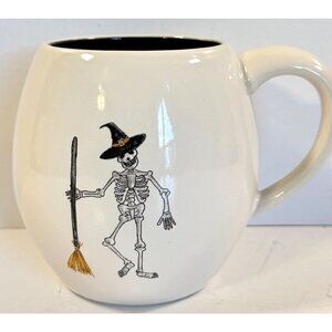 Rae Dunn Halloween Skeleton with Witch Hat & Broom Mug
